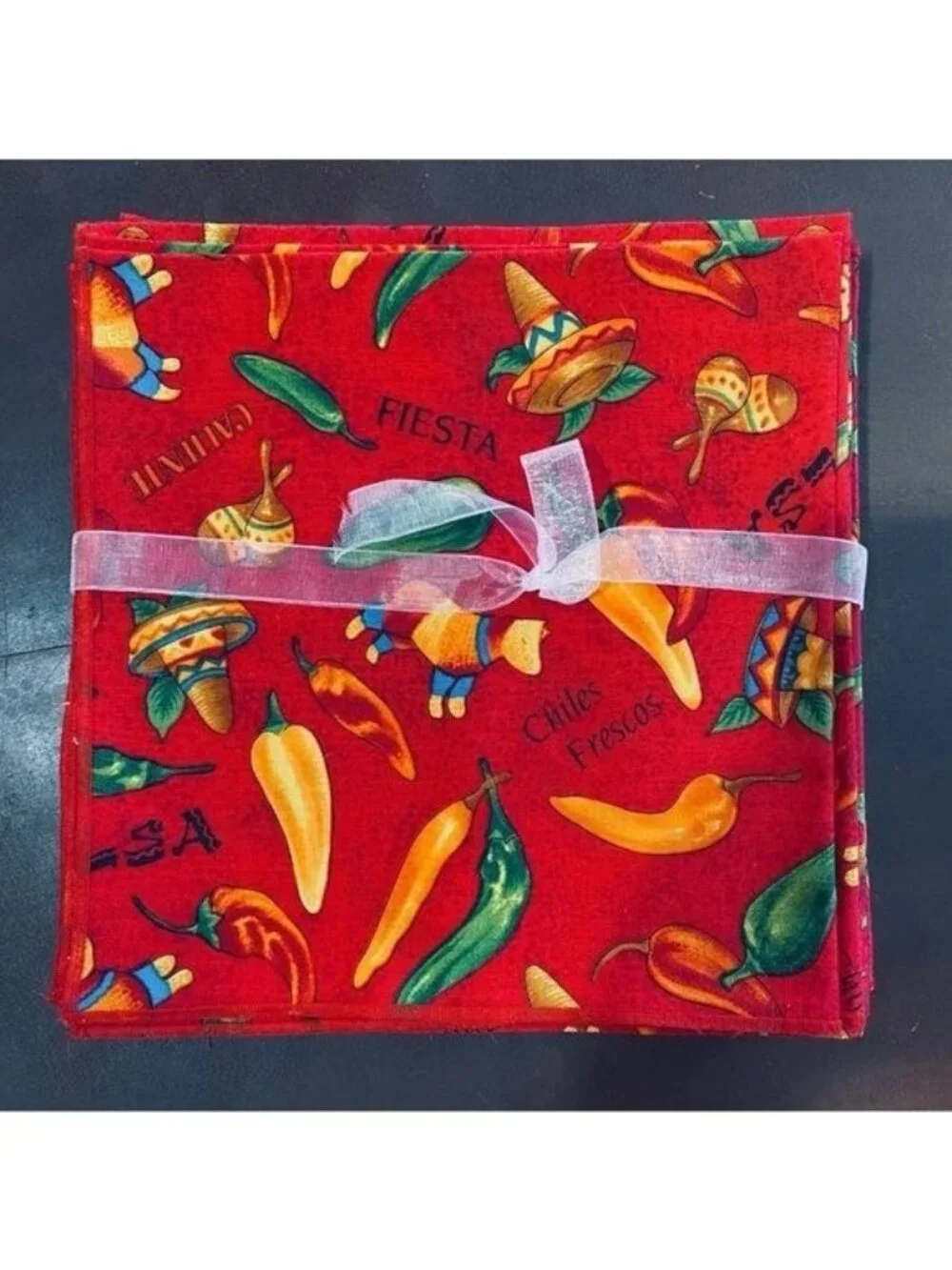 10 Vibrant Salsa Pepper Mexican Sombero Fiesta Napkins 17” Square